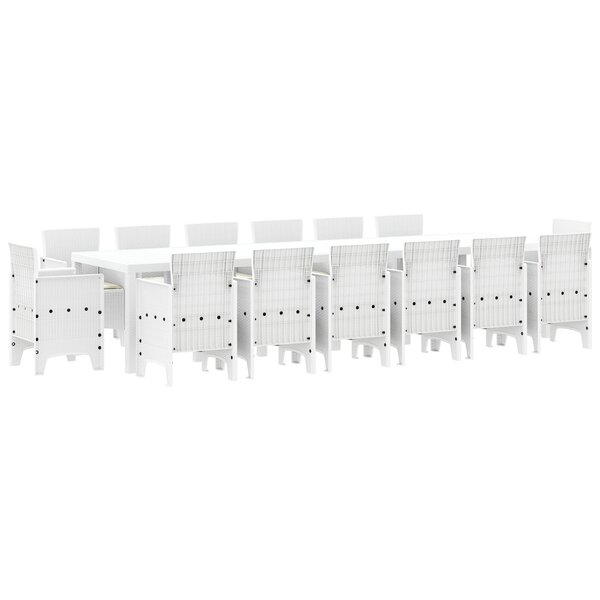 vidaXL Ensemble de salle à manger de jardin 15 Pièces Blanc Large