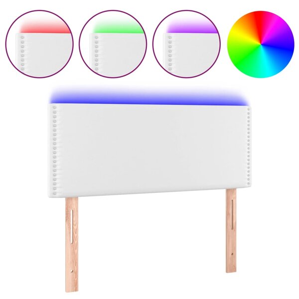 vidaXL Tête de lit à LED Blanc 90x5x78/88 cm Similicuir