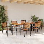 vidaXL Ensemble de salle à manger pour jardin 7 Pièces Noir