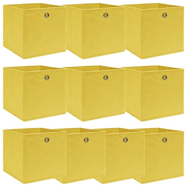 vidaXL Boîtes de rangement 10 Pièces Jaune 32x32x32 cm Tissu