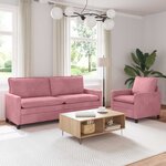 vidaXL Ensemble de Canapés 2 Pièces Rose Velours