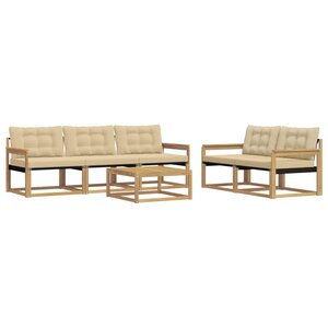vidaXL Ensemble de canapés d'extérieur 6 Pièces Blanc et Beige