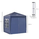 Tonnelle de jardin tente pliante barnum pop-up 2 x 2 m 4 parois latérales amovibles 2 fenêtres sac de transport pour camping  festival  plage  jardin bleu