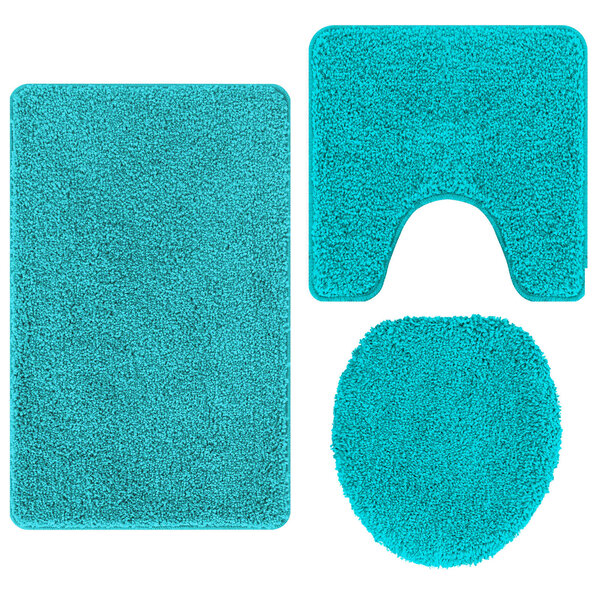 vidaXL Ensemble de tapis de bain antidérapants 3 Pièces Turquoise PP