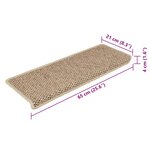 vidaXL Tapis d'escalier autocollants 15 Pièces 65x21x4 cm Sable