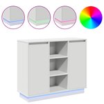vidaXL Buffet avec LED Blanc 90x32x75 cm Bois d'ingénierie