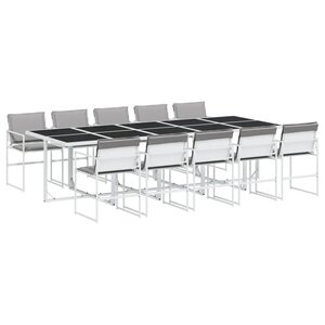 vidaXL Ensemble à manger de jardin avec coussins 11Pièces blanc textilène