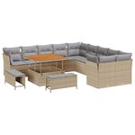 vidaXL Ensemble de canapé de jardin 13 Pièces Beige polyrotin