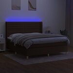 vidaXL Sommier à lattes de lit matelas et LED Marron foncé 160x200 cm