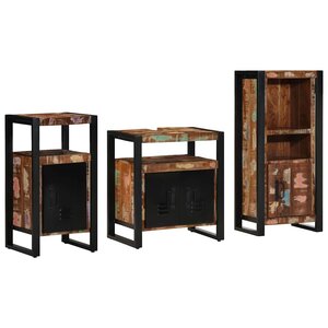 vidaXL Ensemble de mobilier de salle de bain 3 Pièces Bois Recyclé Solide