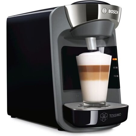 Machine a café extremement compacte - BOSCH TASSIMO SUNY T32 - Réservoir d'eau 0.8 l - Systeme Thermoflux - 3,3 bar - Noir