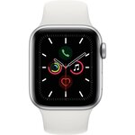 Apple Watch Series 5 GPS 40 mm Boîtier en Aluminium Argent avec Bracelet Sport Blanc - S/M