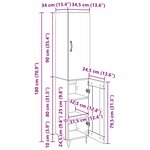 vidaXL Haut Armoire Bois ancien 69 5 x 34 x 180 cm Bois d'ingénierie