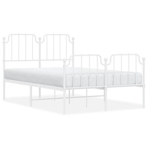 vidaXL Cadre de lit métal sans matelas et pied de lit blanc 120x190 cm