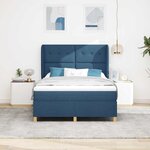 vidaXL Lit à ressorts avec matelas gris foncé 90x190 cm Bleu tissu