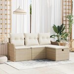 vidaXL Ensemble de canapé de jardin 4 Pièces Beige Poly rotin