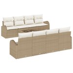 vidaXL Canapé de jardin 9 pièces avec coussins beiges en rotin synthétique