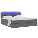 vidaXL Lit de rangement LED avec matelas Gris foncé 200 x 200 cm Tissu
