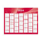 Calendrier Mural  2024 - 14 Mois - 27 x 21 cm - Couleur Rouge