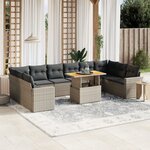 vidaXL Salon de jardin 11 Pièces avec coussins gris résine tressée