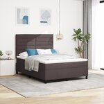 vidaXL Lit à ressorts avec matelas et LED marron foncé - 160 x 200 cm tissu