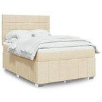 vidaXL Sommier à lattes de lit avec matelas Crème 140x200 cm Tissu