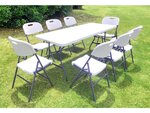 Ensemble table de jardin pliante + 8 chaises pliantes " foldy" - blanc