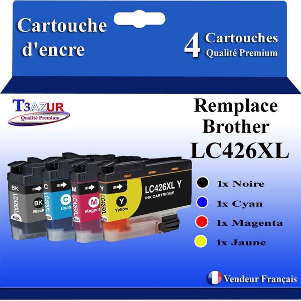 T3AZUR- 4x Cartouche compatible avec Brother LC426 XL pour Brother MFC-J4540DW XL  MFC-J4540DWT