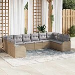 vidaXL Ensemble de canapé de jardin 10 Pièces Beige Poly rotin