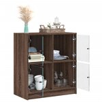 vidaXL Armoire latérale avec portes en verre chêne marron 68x37x75 5cm