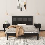 vidaXL Tête de lit murale Noir 156x3x63 cm Bois massif de pin