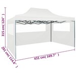 vidaXL Tente pliable de réception avec 3 parois 3 x 4 5 m Blanc