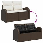 vidaXL Sofa de jardin 2 places avec rangement et coussins marron en poly rattan