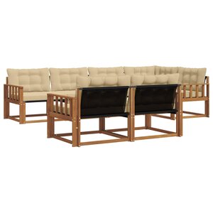 vidaXL Ensemble de canapés d'extérieur 7 pc Naturel et Beige