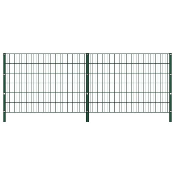 vidaXL Panneau de clôture avec poteaux Fer 3 4 x 1 2 m Vert