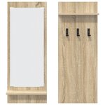 vidaXL Porte-manteau mural avec étagère avec stockage avec miroir Chêne Sonoma 70 x 10 x 90 cm