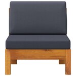 vidaXL Canapé central avec coussins gris foncé Bois d'acacia solide