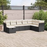 vidaXL Salon de jardin 8 Pièces avec coussins noir résine tressée