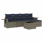 vidaXL Salon de jardin 6 Pièces avec coussins gris résine tressée