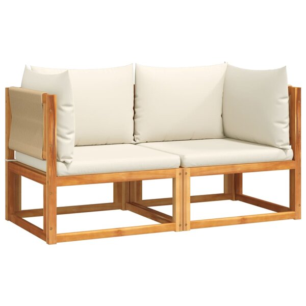 vidaXL Canapés d'angle de jardin avec coussins 2 pièces Bois d'acacia et corde