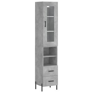 vidaXL Buffet haut Gris béton 34 5x34x180 cm Bois d'ingénierie