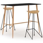 vidaXL Ensemble de bar 3 Pièces Noir