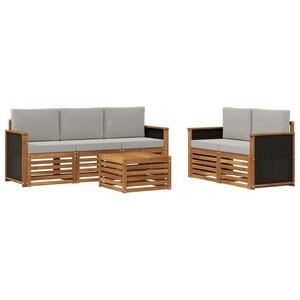 vidaXL Ensemble de canapés d'extérieur 6 pc Naturel et gris clair