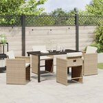 vidaXL Ensemble de salle à manger pour jardin 5 Pièces Beige polyrotin