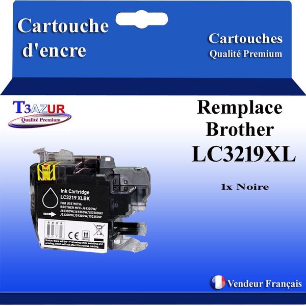 T3AZUR- Cartouche compatible avec Brother LC3217 / LC3219 XL Noire pour Brother MFC-J5330DW  MFC-J5330DW XL  MFC-J5335DW  MFC-J5335DWF