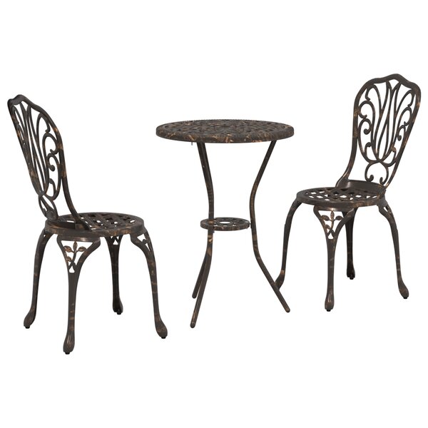 Ensemble de Jardin Bistro 3 Pièces en Aluminium