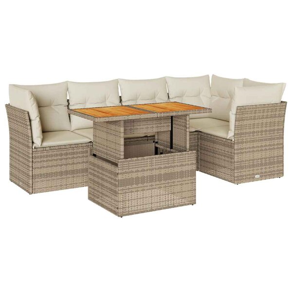 vidaXL Salon de jardin avec coussins 6 Pièces beige résine tressée