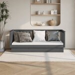 vidaXL Lit de jour Gris 90x190 cm Bois de pin massif