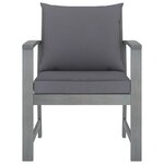 vidaXL Chaises de jardin 2 Pièces avec coussins gris foncé Bois d'acacia