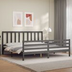vidaXL Cadre de lit sans matelas gris 200x200 cm bois massif de pin